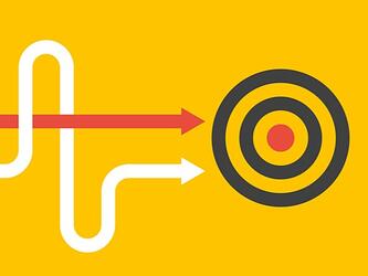 one straight arrow and one wonky arrow pointing at a target